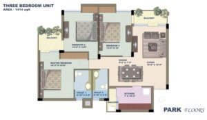 BPTP Park Floors 1 Floor Plan 3 bhk-1414-sq-ft